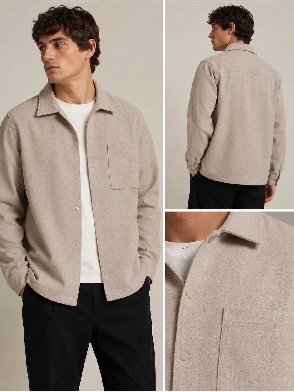 Wax London Textured Overshirt Jacket – Oatmeal/Ecru – Size Large New PTP 23”